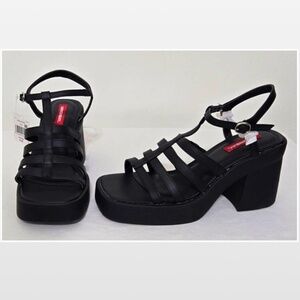 New Unionbay Sandals Womens Size 8 Black Chunky Strappy Platforms Shoes NWT